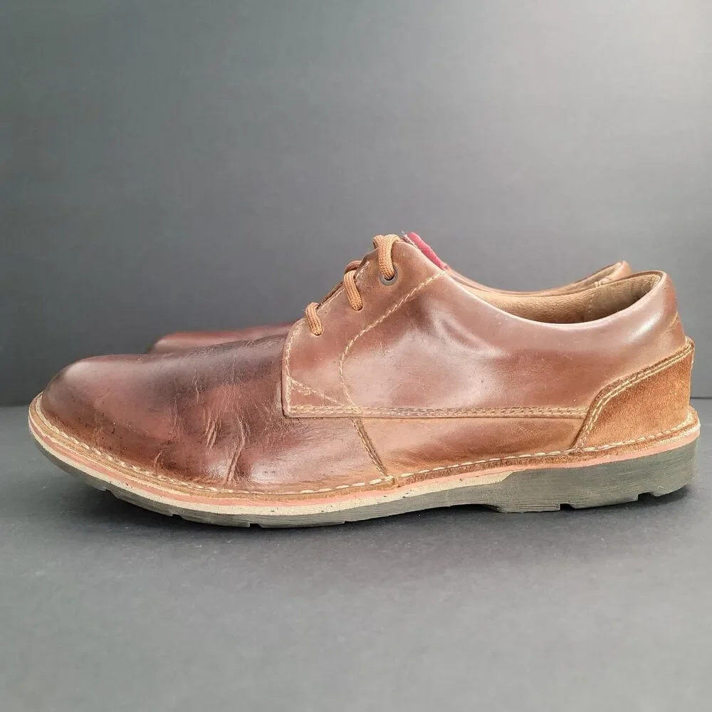 Clarks Mens Brown Leather Suede Oxford Shoes Size 13 M US 12 G UK Lace Up